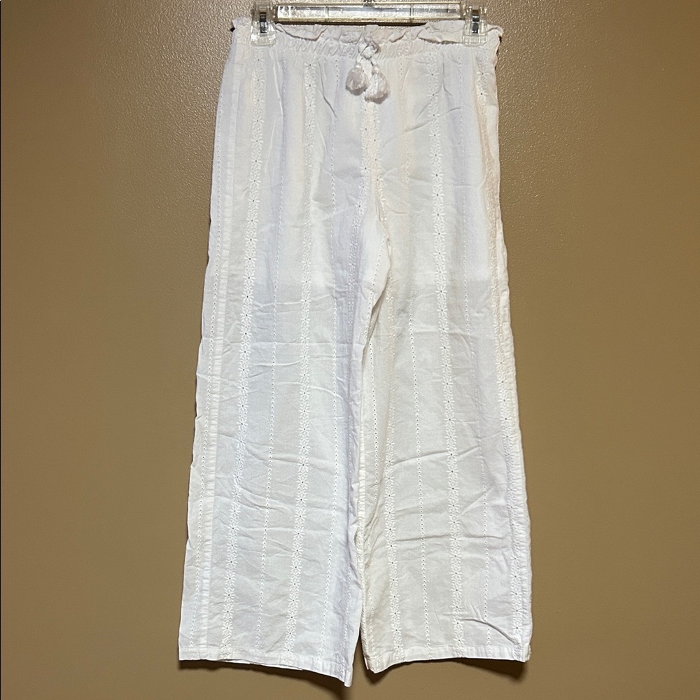 Girls White Paperbag Pants